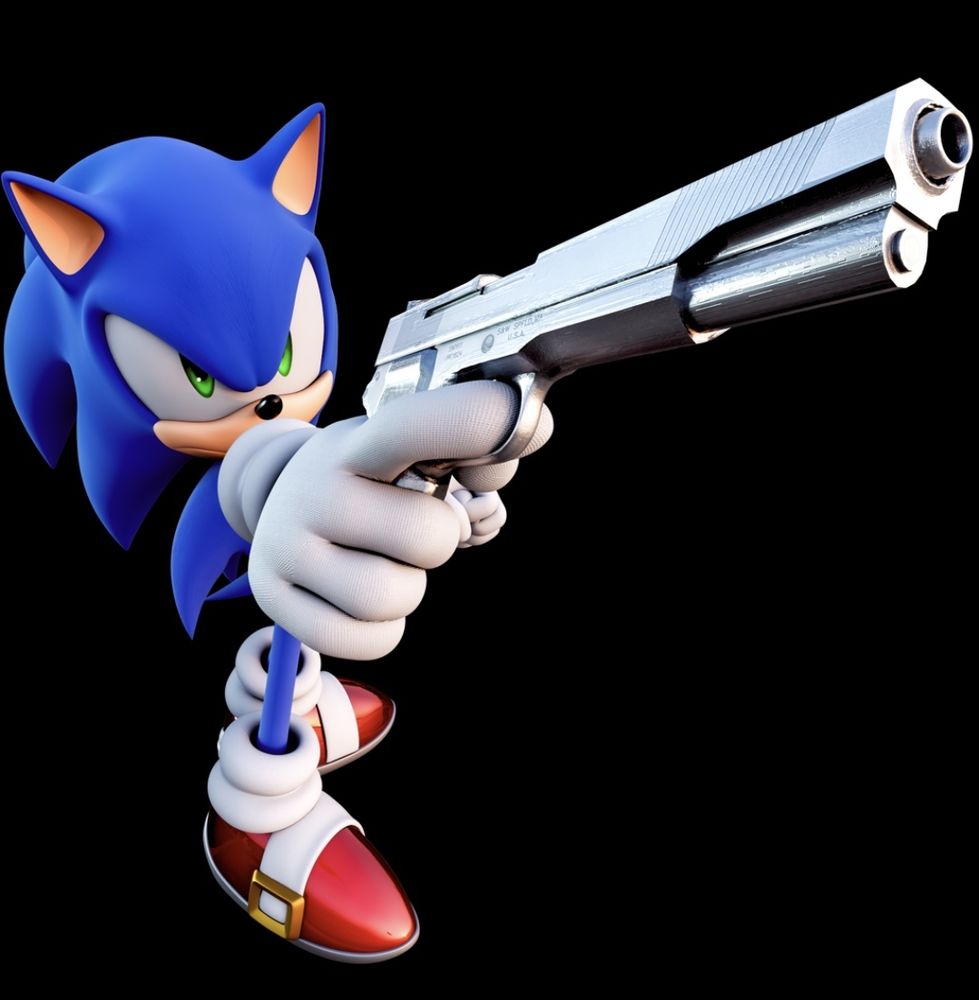 Sonic the Hedgehog with a gun