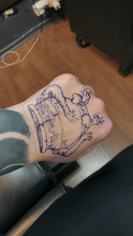 Photo of my hand with a stencil on it