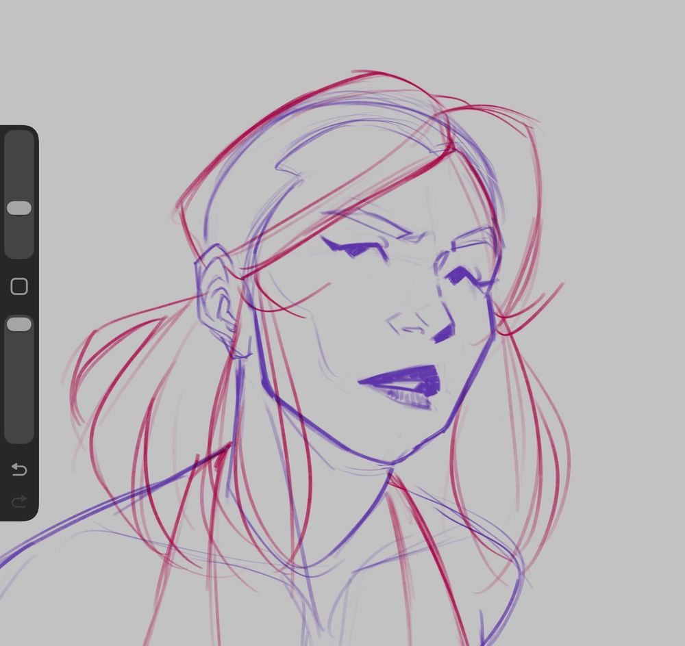 Cropped headshot sketch of a woman