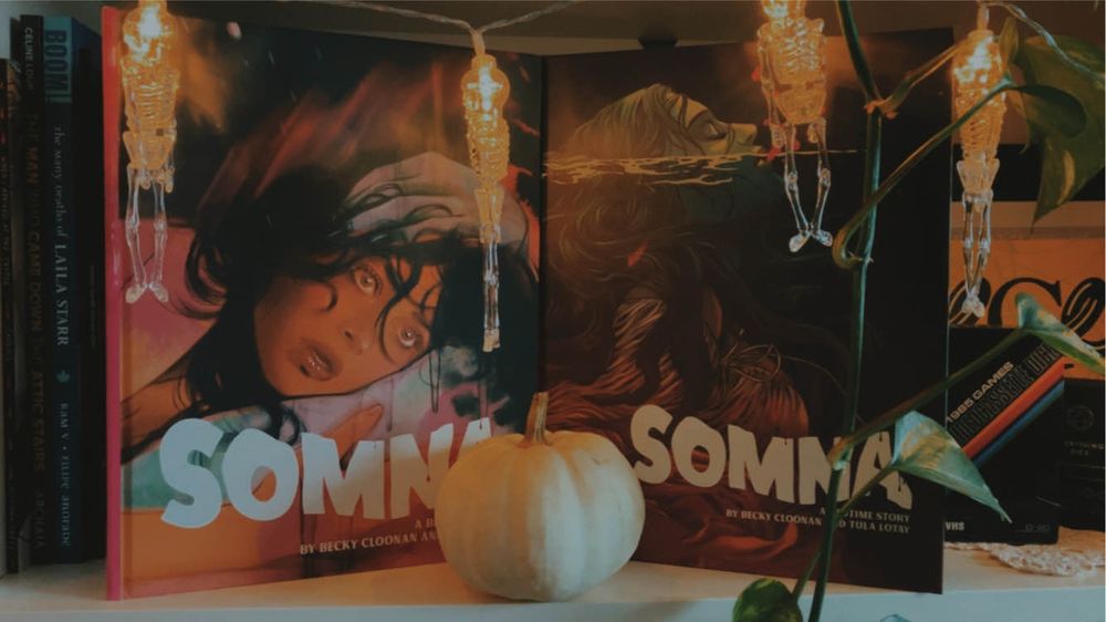 A photo showcasing the comic Somna