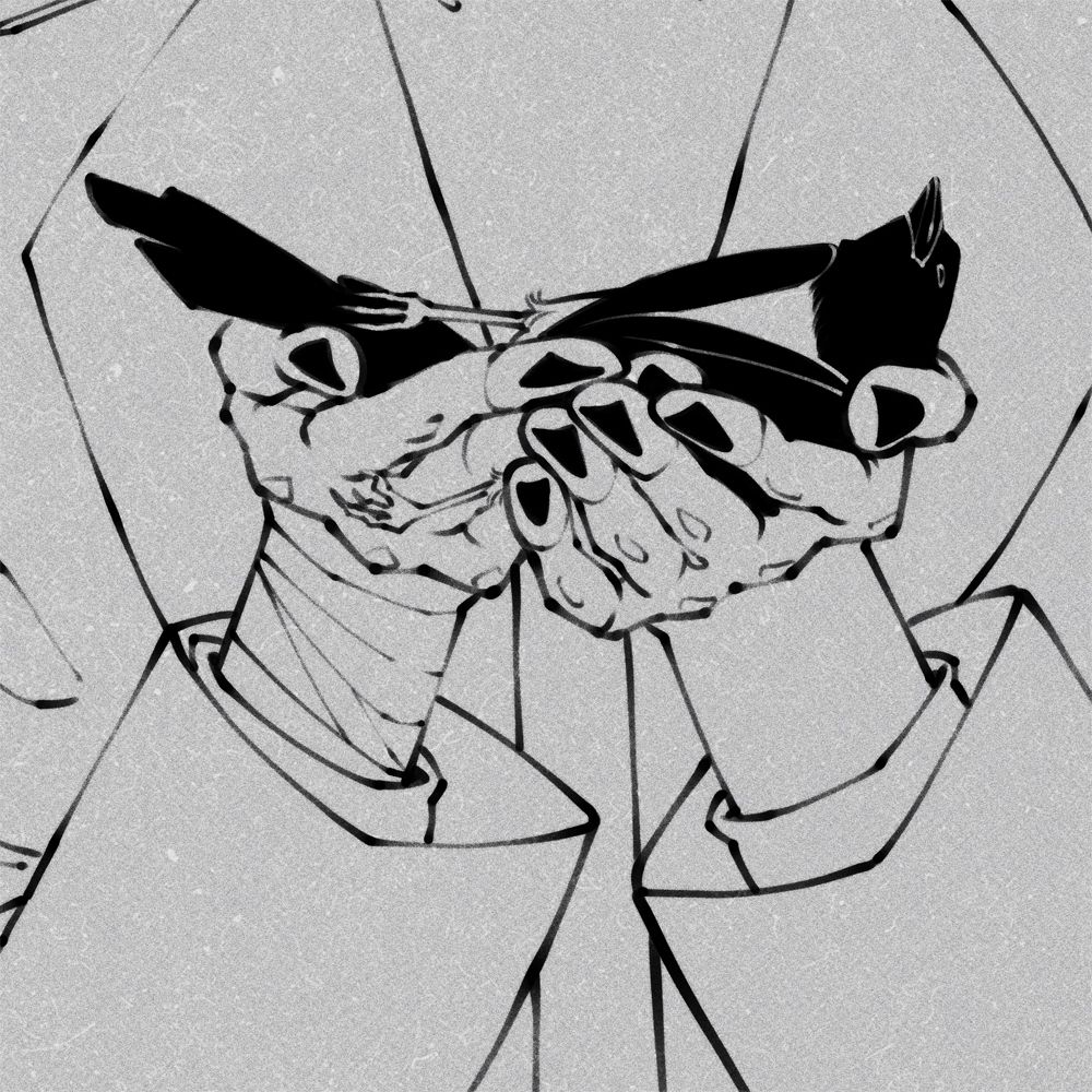 Cropped close up of a pair of hands holding a dead magpie