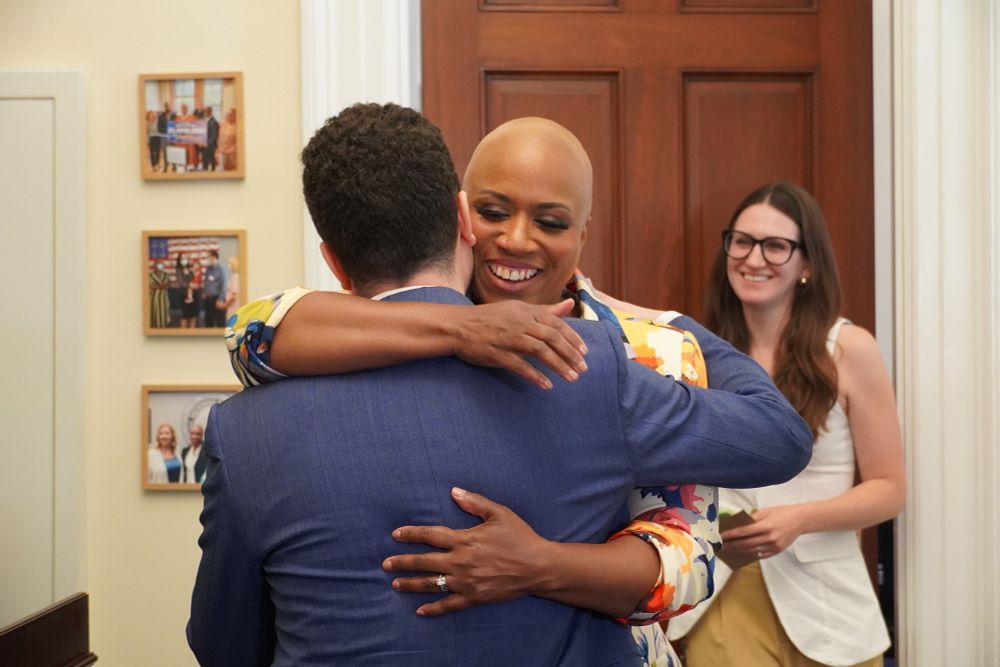 Rep. Ayanna Pressley welcomes Mahmoud Khalil.