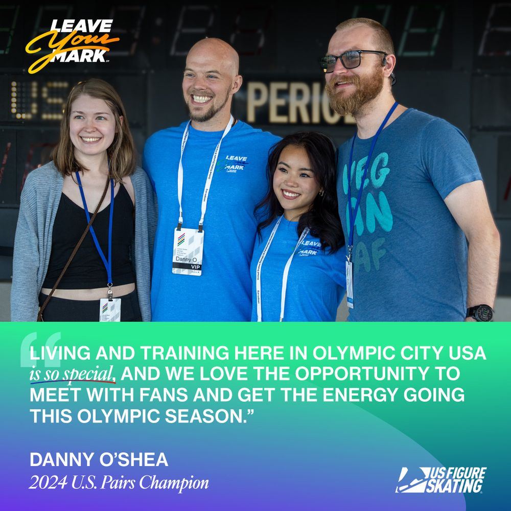 Danny O'Shea quote graphic: "Living and training here in Olympic City USA is so special, and we love the opportunity to meet with fans and get the energy going this olympic season."