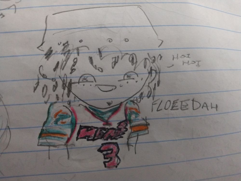 bubble wearing a miami heat and dolphins jersey! 