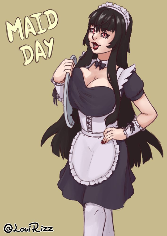 Minha OC Yasmin com roupa de maid para o dia das maids