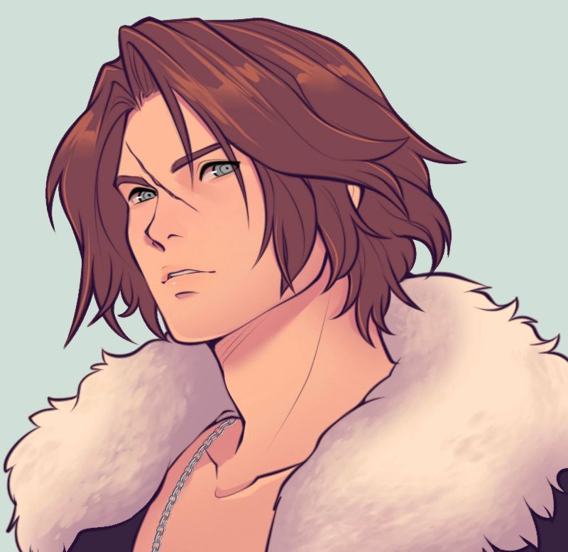artwork headshot of Squall Leonhart from Final Fantasy 8