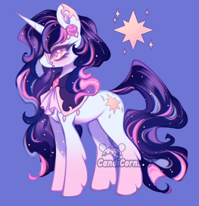 my little pony design adopt, blue, purple and pink theme with stars