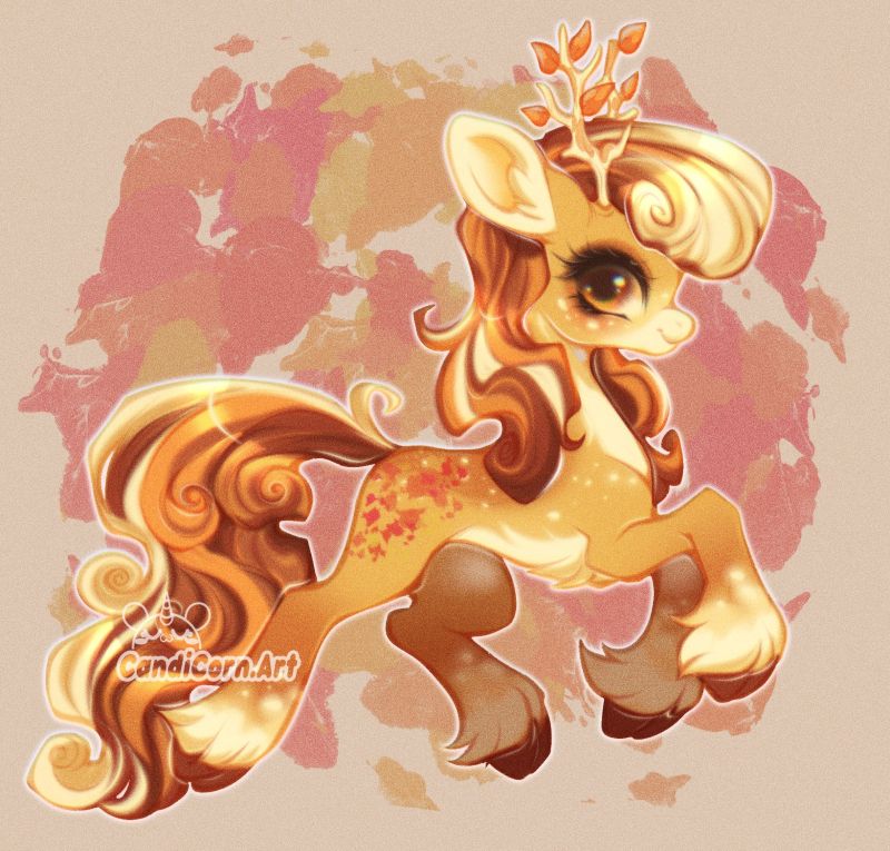 deer pony art illustration with fall autumn colors