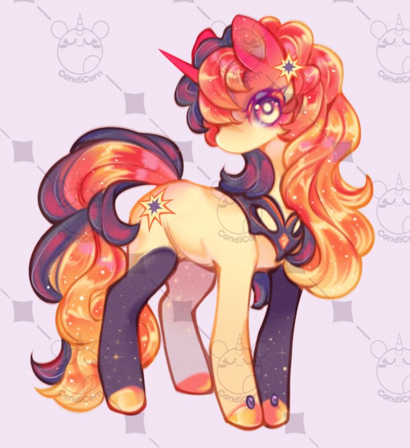 my little pony design with red, orange and yellow colors, sun theme
