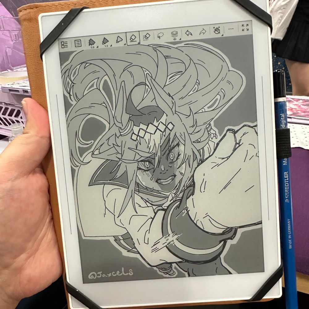 Drawing of Oguri Cap from umamusume drawn on supernote nomad.