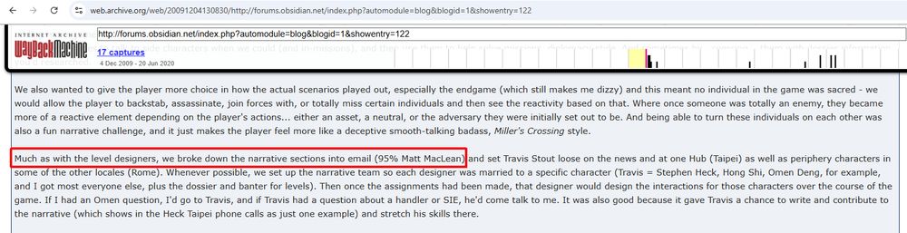 Uma postagem antiga do blog de desenvolvimento que diz que Matt MacLean escreveu quase todos os e-mails.