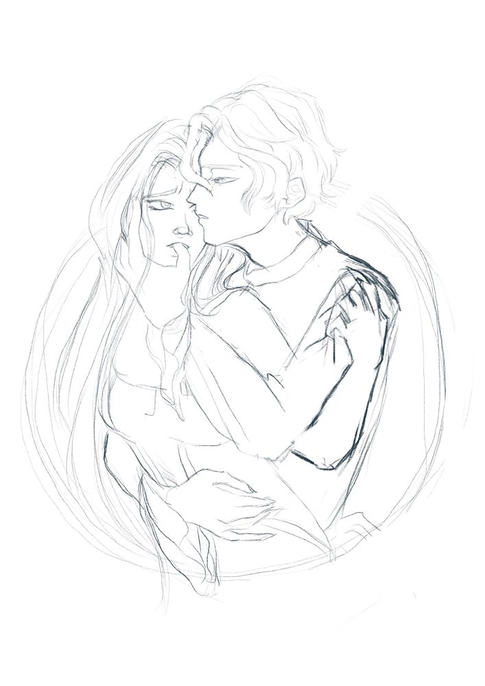 Luka obsessively hugs Hyuna from behind. Illustration based on the song Addicted performed by Luka.