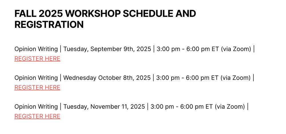 Fall opinion writing workshop schedule. (Info in the link above.) 