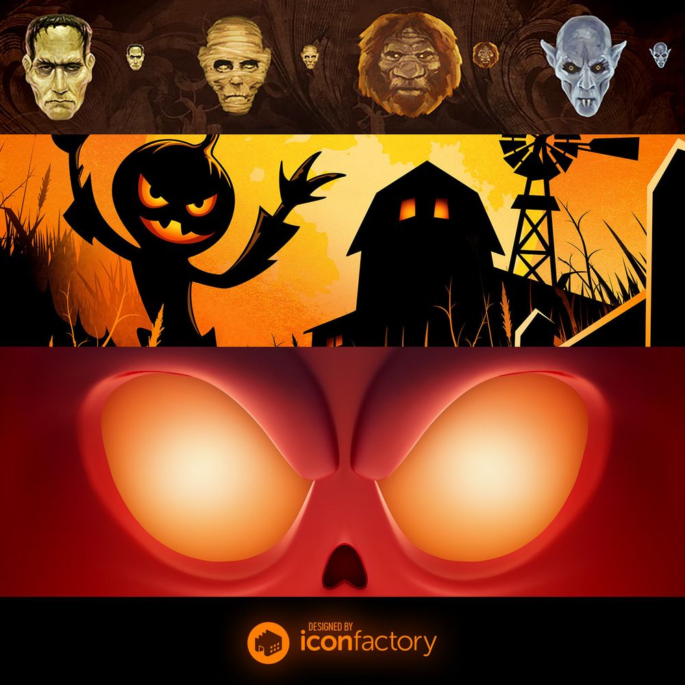 Collage of spooky halloween illustrations and icons