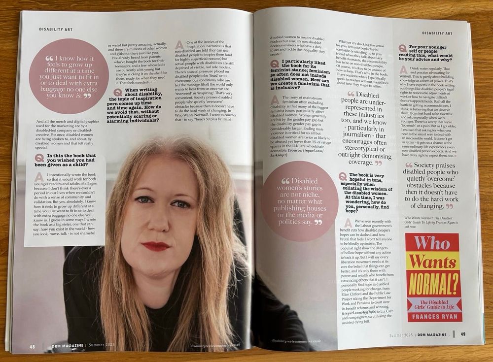 Another double page spread. On the left is a photo of me and on the right is a small image of the book.
