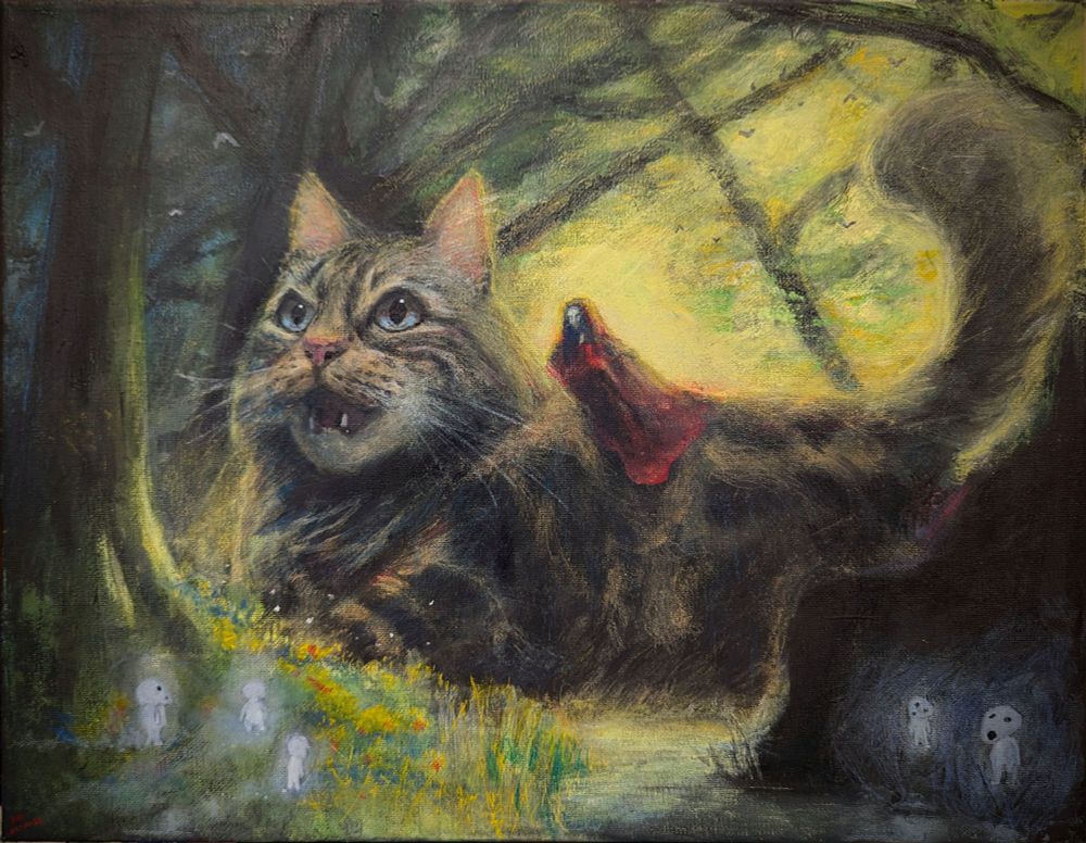 Giant Maine coon in an enchanted forest 