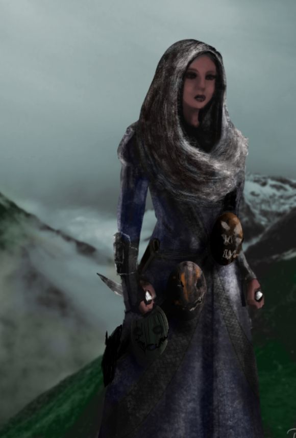 Lady with knives and masks