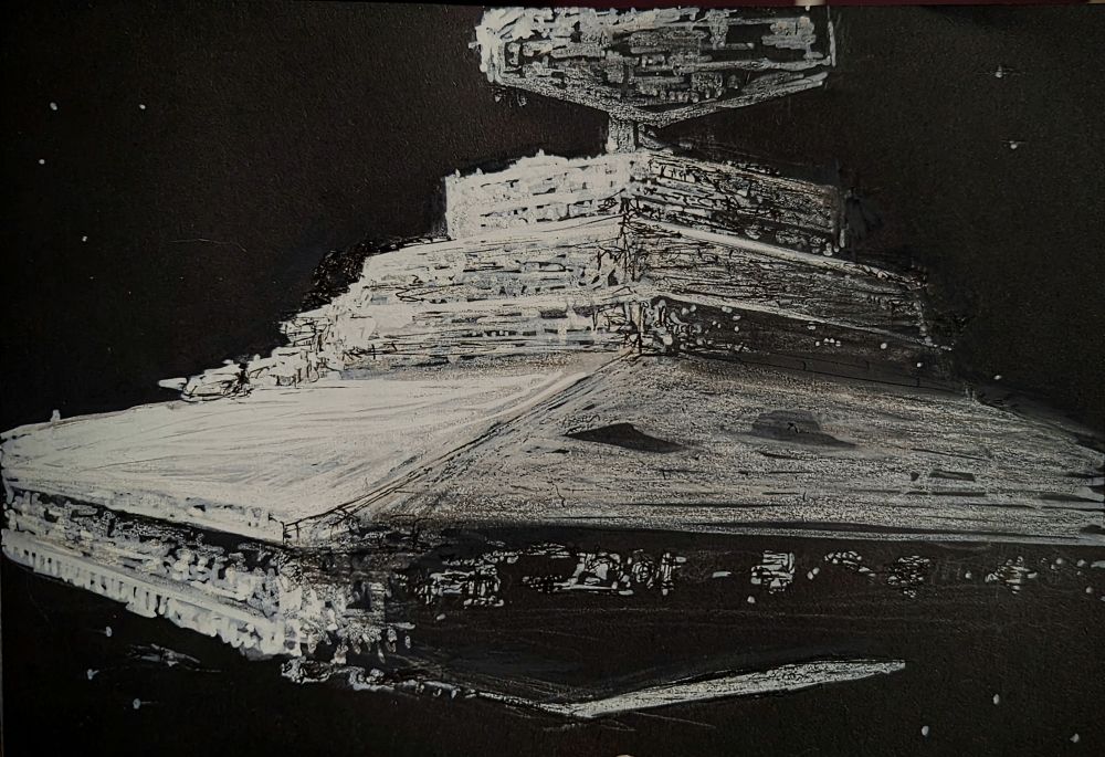 A star destroyer in inks on some A5 paper