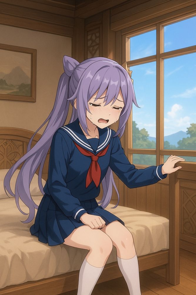 AI depiction of "Not Keqing 14" crying over the former EN VA's voice.