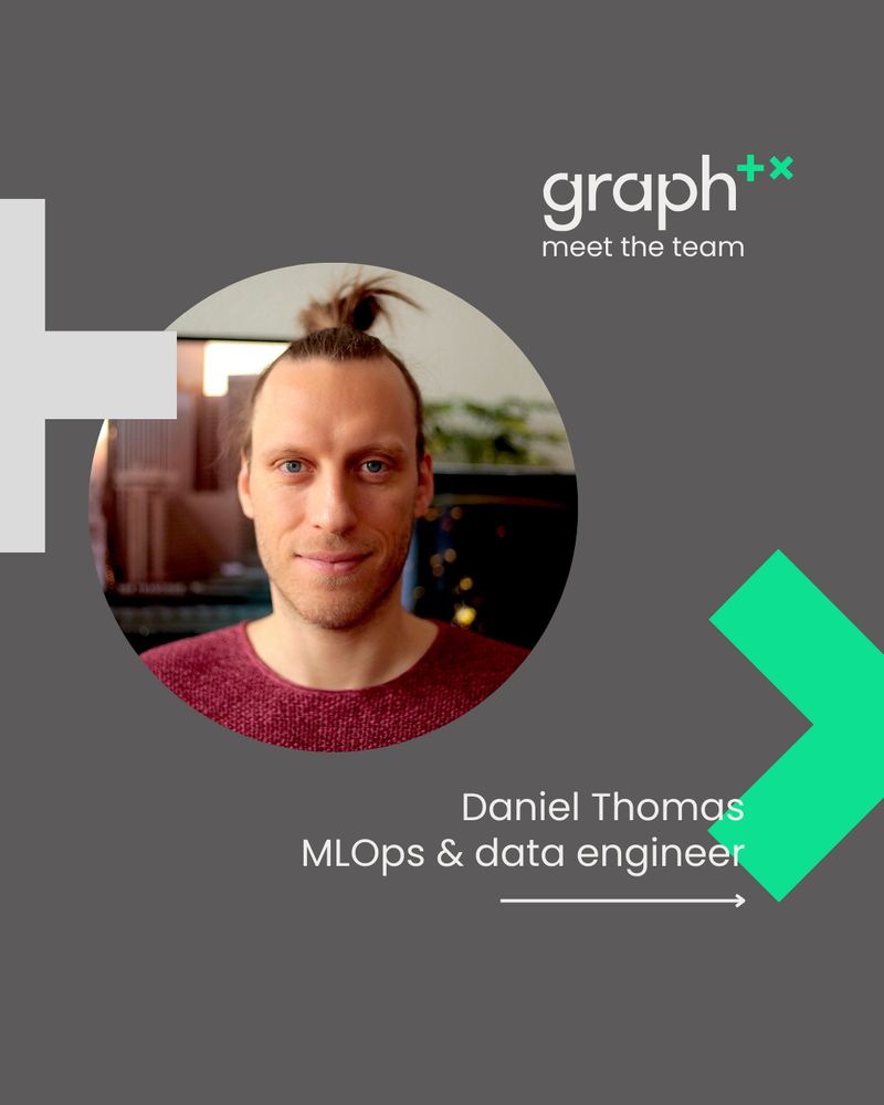 Poster with a portrait photo of Daniel Thomas, MLOps & data engineer for Graph Therapeutics.