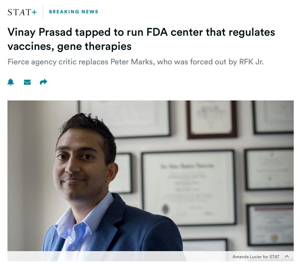 Vinay Prasad tapped to run FDA center that regulates vaccines, gene therapies
Fierce agency critic replaces Peter Marks, who was forced out by RFK Jr.