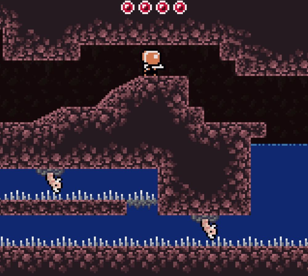 Water, spikes and worms. How could anyone possibly traverse this room? If only we had some kind of upgrade to deal with all these hazards...