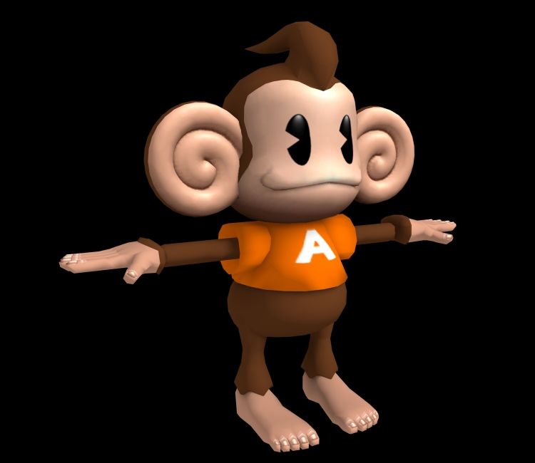 Aiai from Super Monkey Ball T-posing PNG, transparent background
