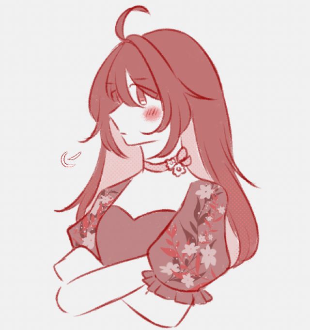 colored sketch of seele/veliona from honkai impact 3rd