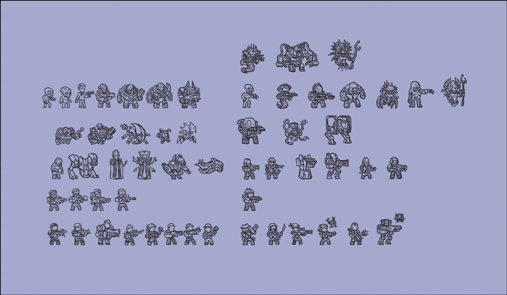 Vector art of player classes and enemy aliens from Xcom Enemy Unknow, Enemy Within and Xcom 2, War of the Chosen wasn't released when I did the art.