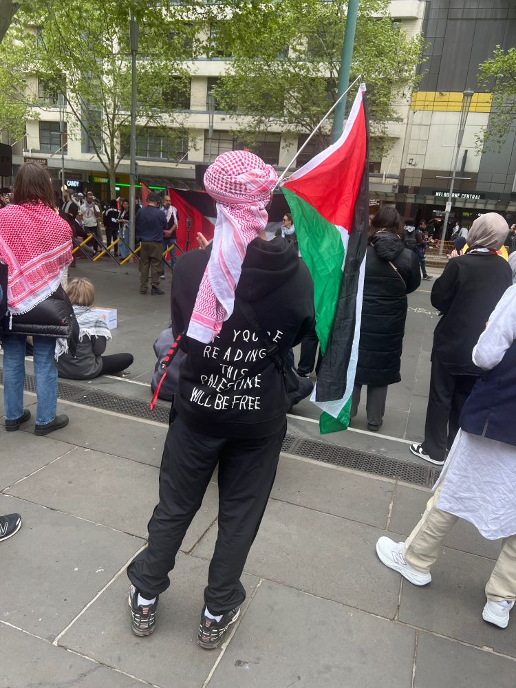 Free Palestine protestor in Melbourne 
