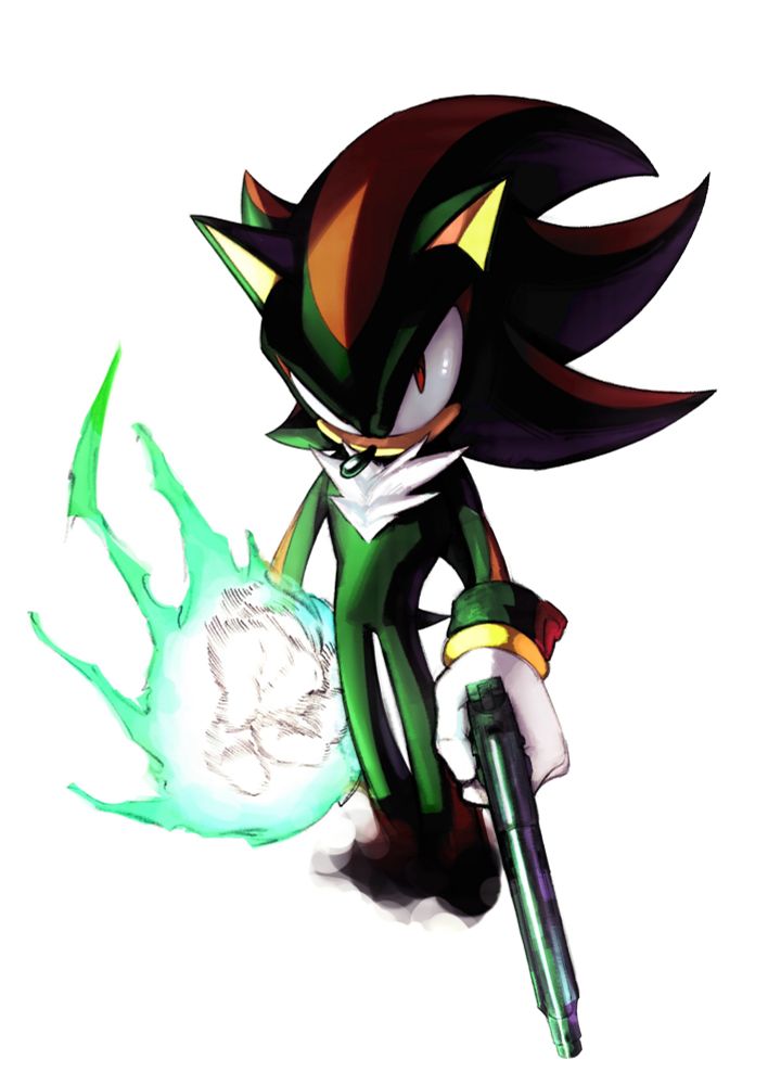 ♻️Shadow the hedgehog holding a gun.