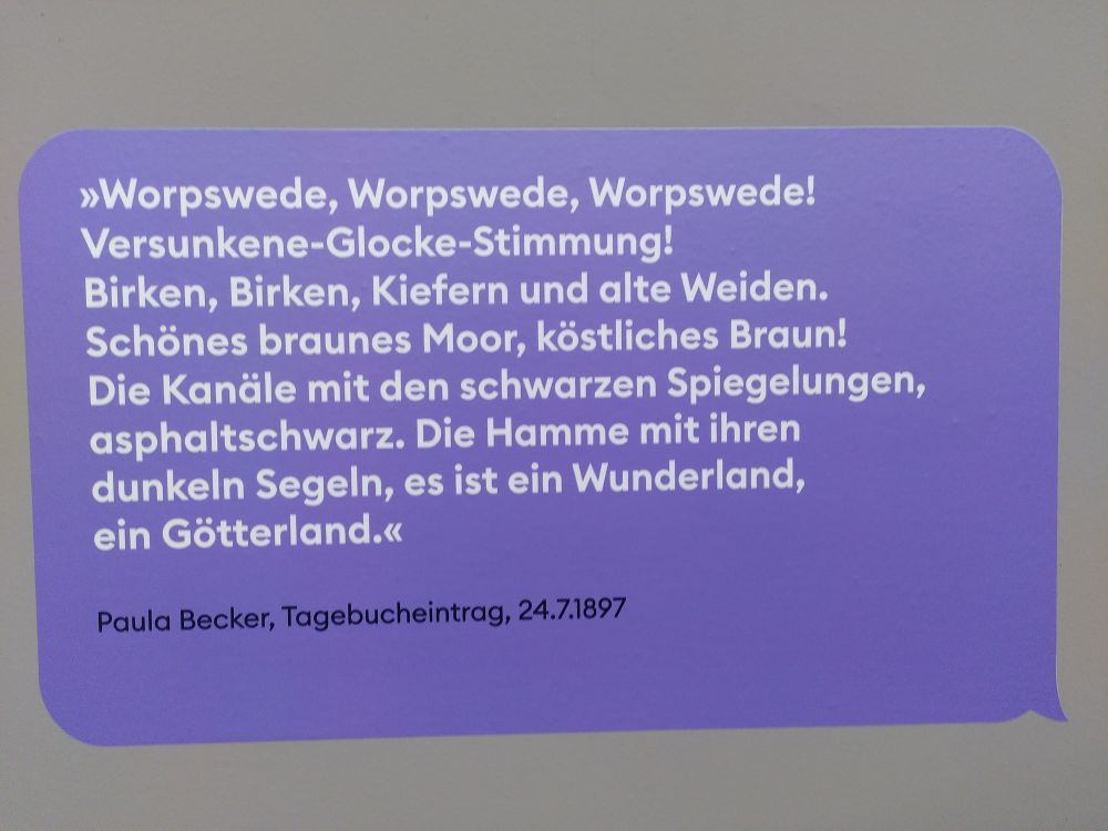 Een jubelend citaat over Worpswede uit het dagboek van Paula Modersohn Becker.