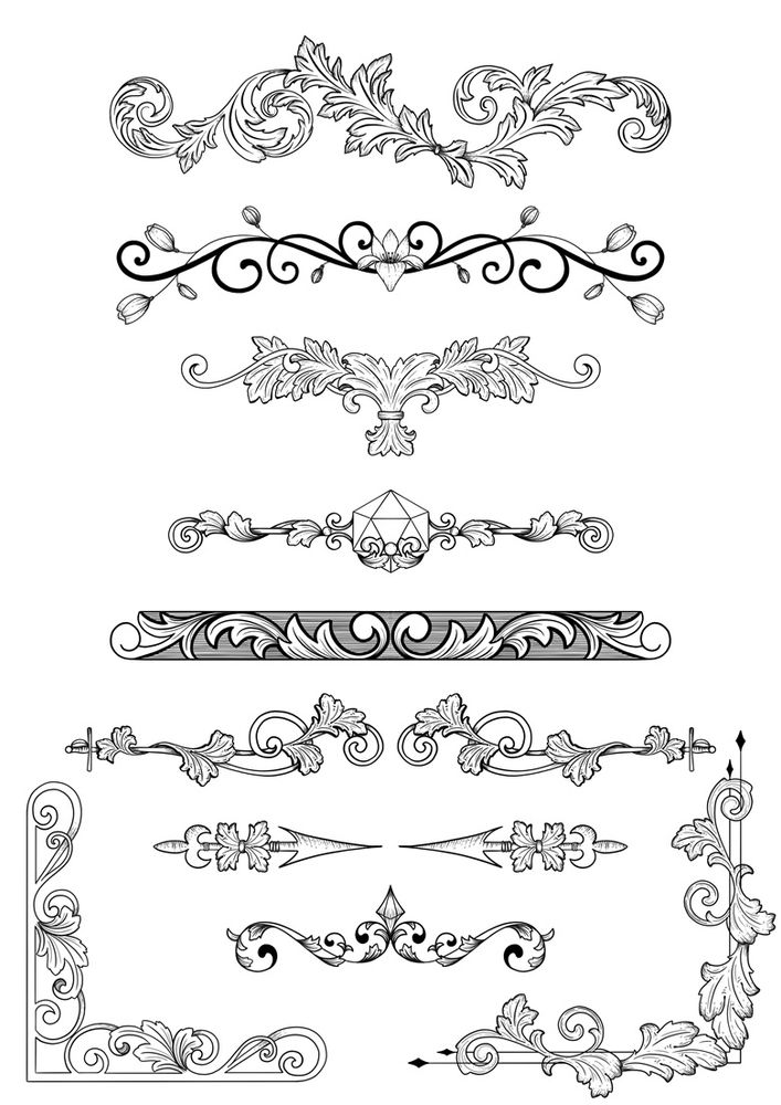 Ornate black & white page dividers.