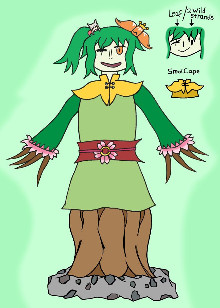 Humanoid tree-ish folk, with two extra bits explaining how the little cape & hair function