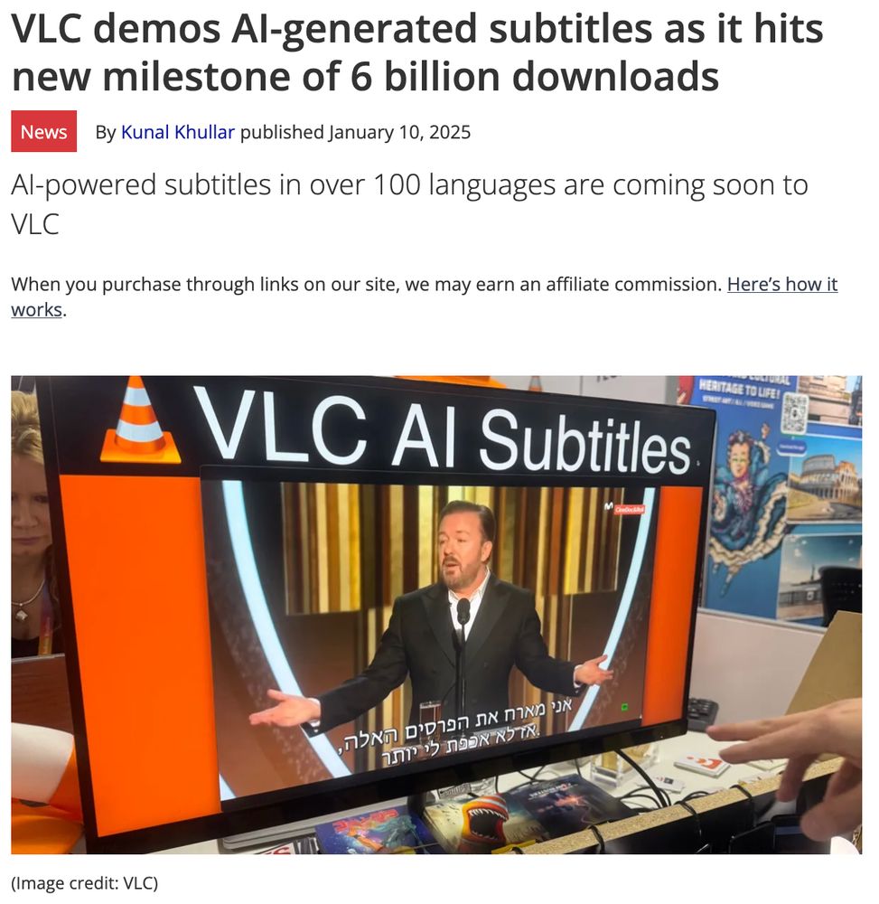 VLC demos AI-generated subtitles as it hits new milestone of 6 billion downloads

By Kunal Khullar published January 10, 2025

AI-powered subtitles in over 100 languages are coming soon to VLC