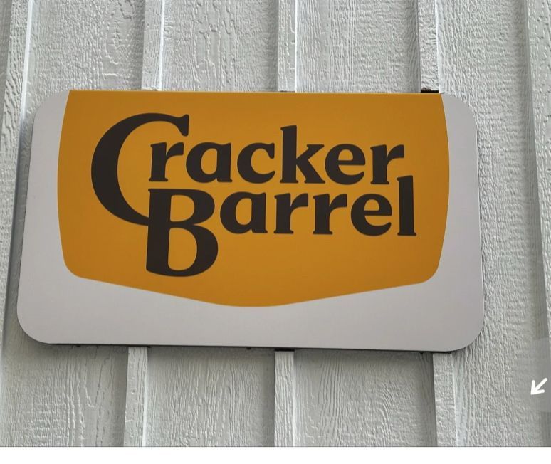 Sign says Cracker Barrel but there's no cracker and no barrel.