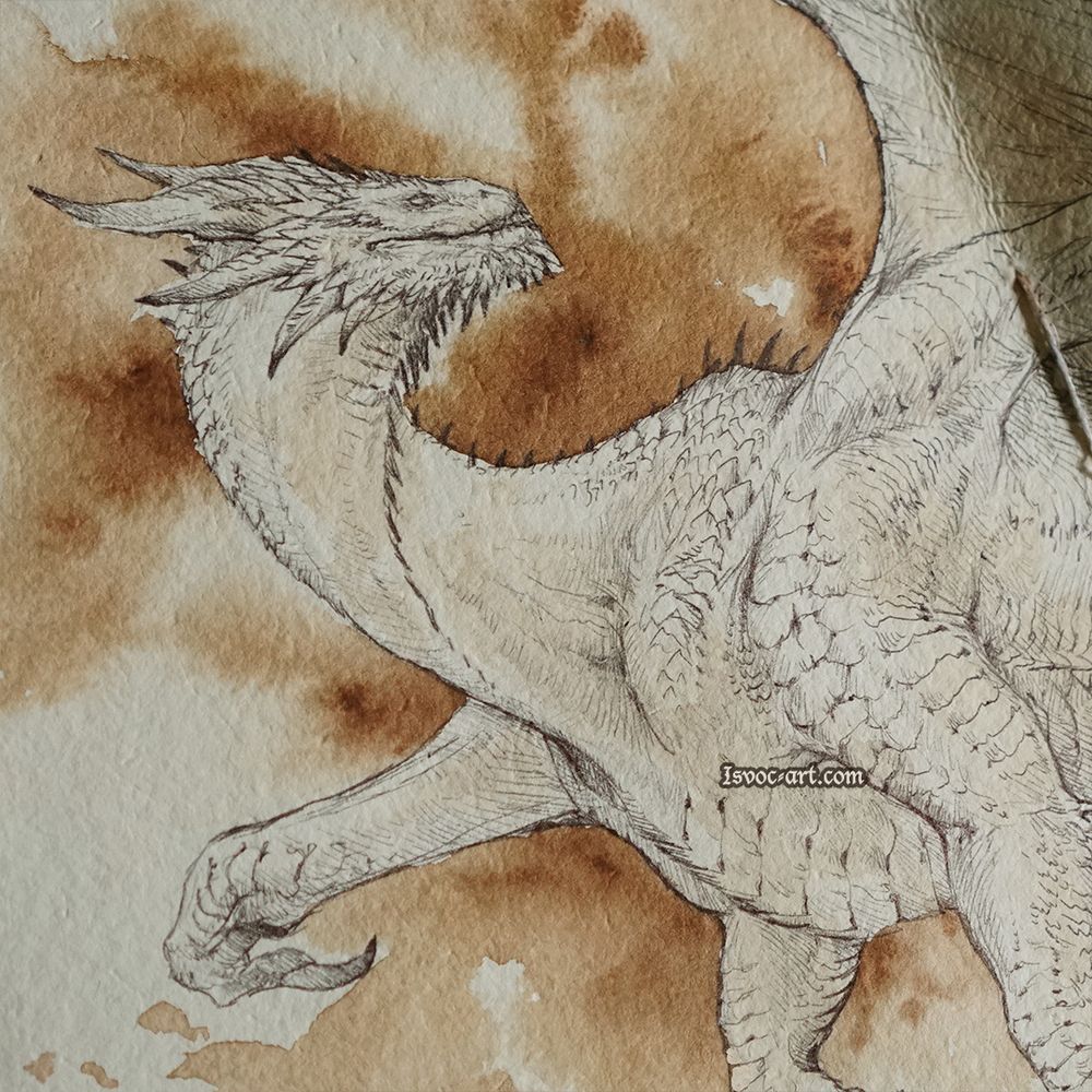 Photo of a sketchbook with a drawing of a western dragon with very decent crown of horns.