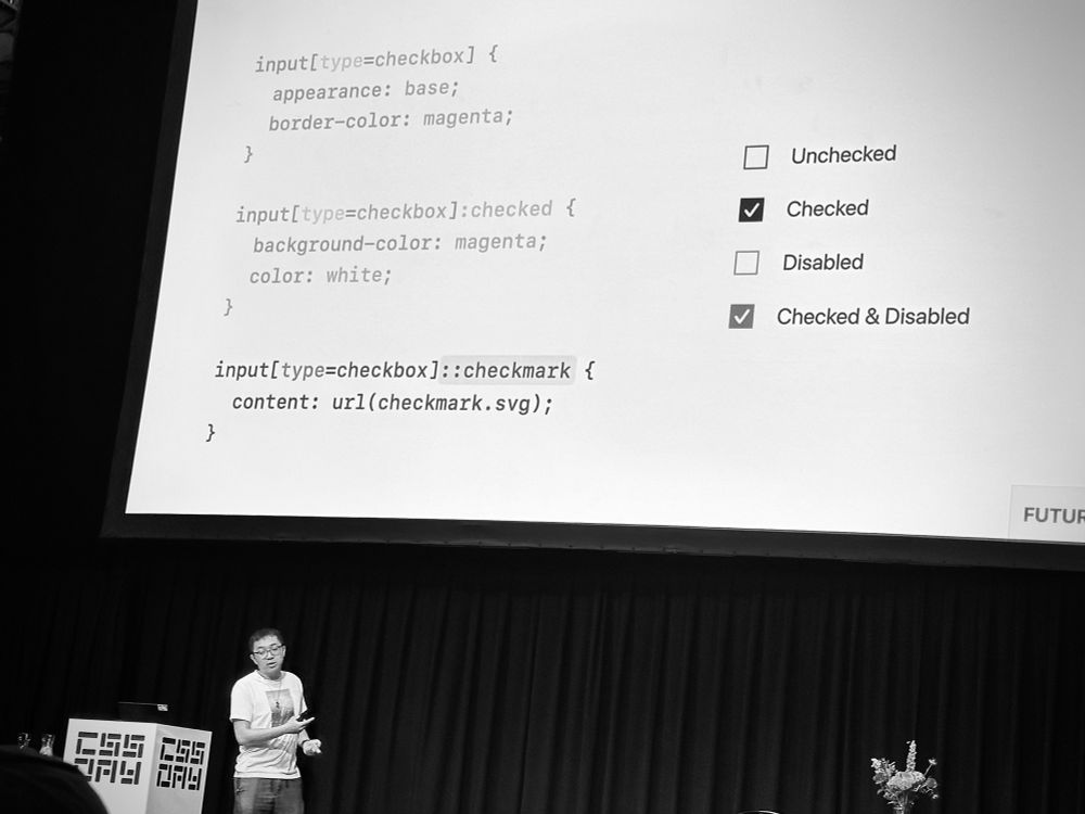 Tim presents how to style checkboxes