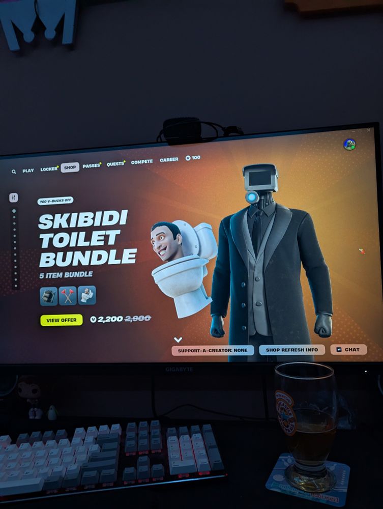 Skibidi Toilet item bundle in the Fortnite shop worth 2200 vbucks