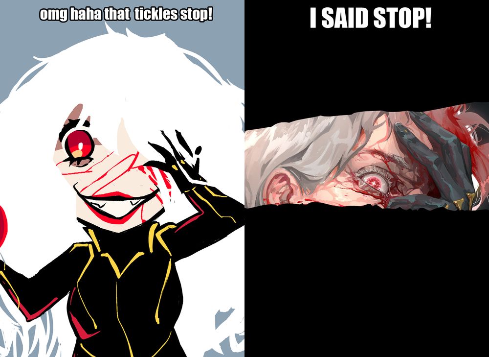 Image1: Chibi Persephone
Caption Image 1: omg haha that tickles stop!
Image2: Serious Persephone
Caption image 2: I SAID STOP!