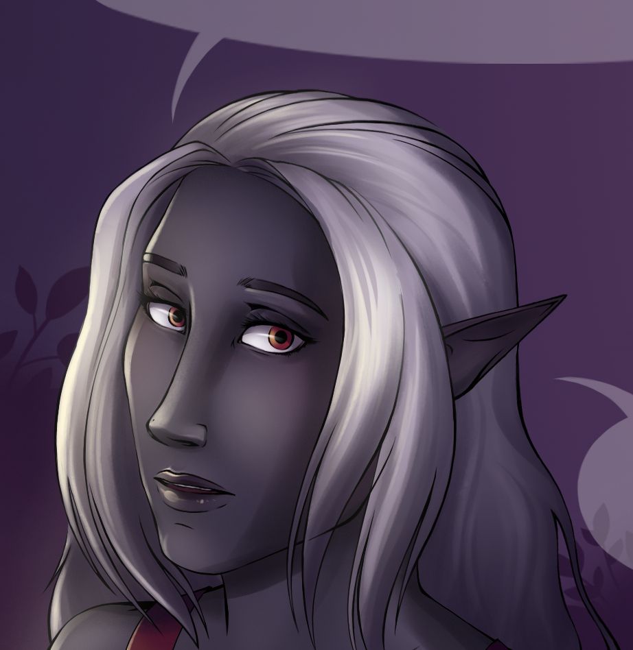 A portrait of Tav (female drow) from Bladur`s Gate 3