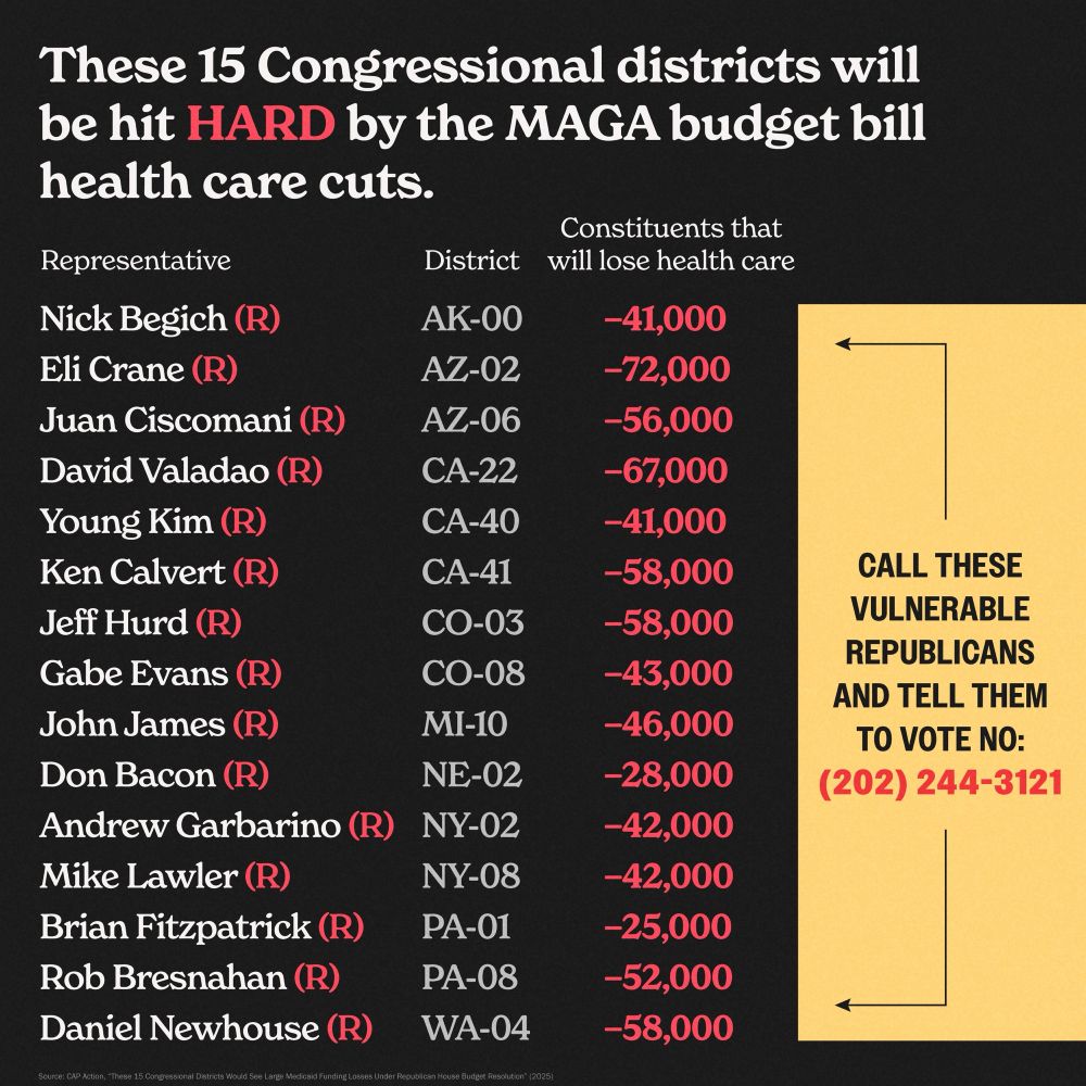 15 MAGA congressional districts will be hit hard. 
Call Red States tell them to vote no 
202-244-3121
