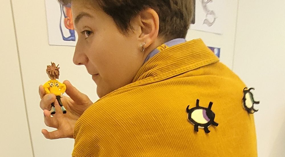 Another pose with the puppet 