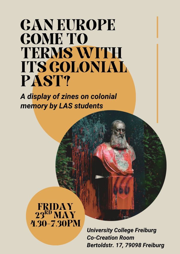 Poster for an event showing zines on colonial memory