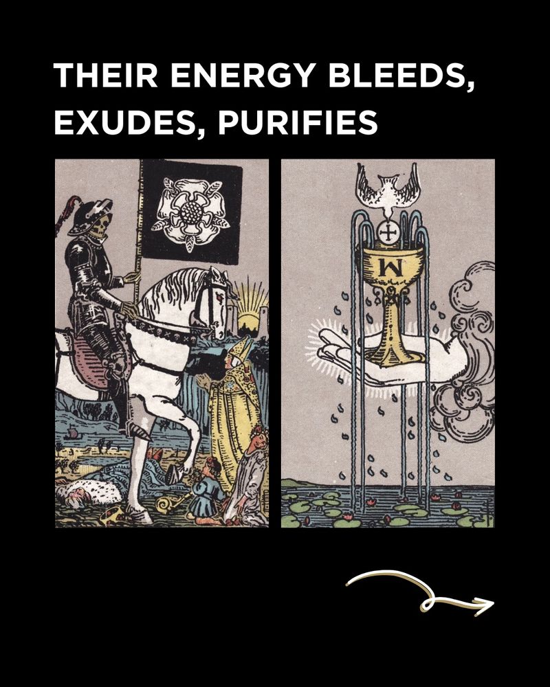 RWS Death and Ace of Cups

THEIR ENERGY BLEEDS, EXUDES, PURIFIES