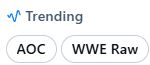 BlueSky trending, "AOC" and "WWE Raw"