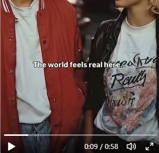 screengrab from AI slop video, her t-shirt is gibberish