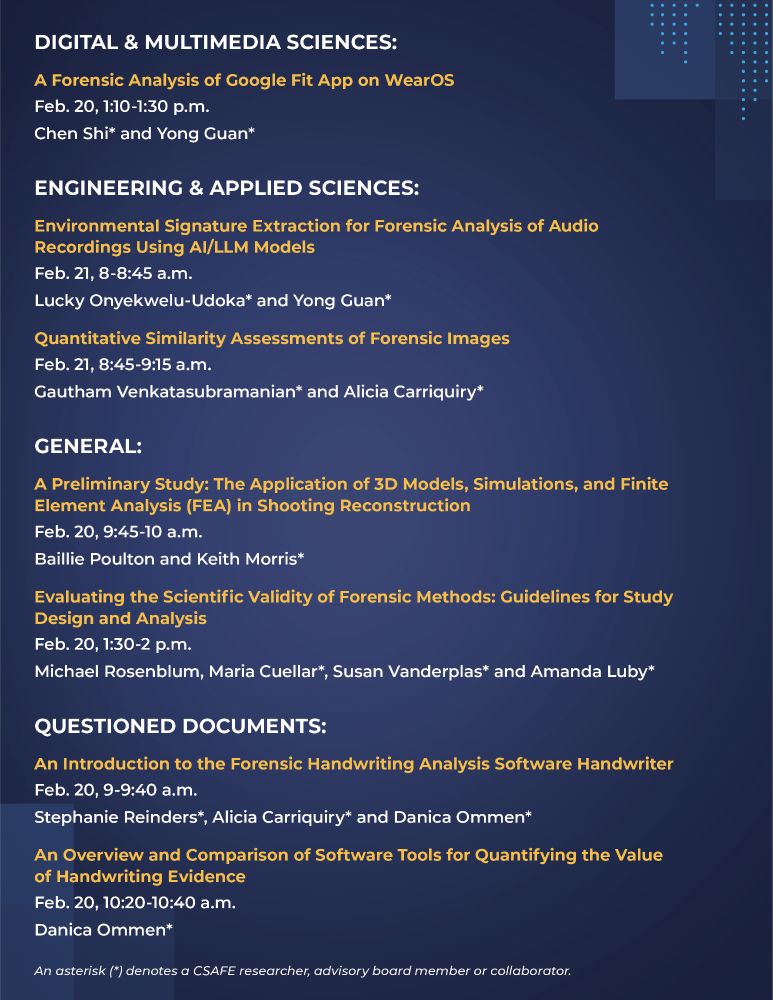 Check out the CSSAFE Scientific Sessions at AAFS 2025: https://forensicstats.org/aafs2025