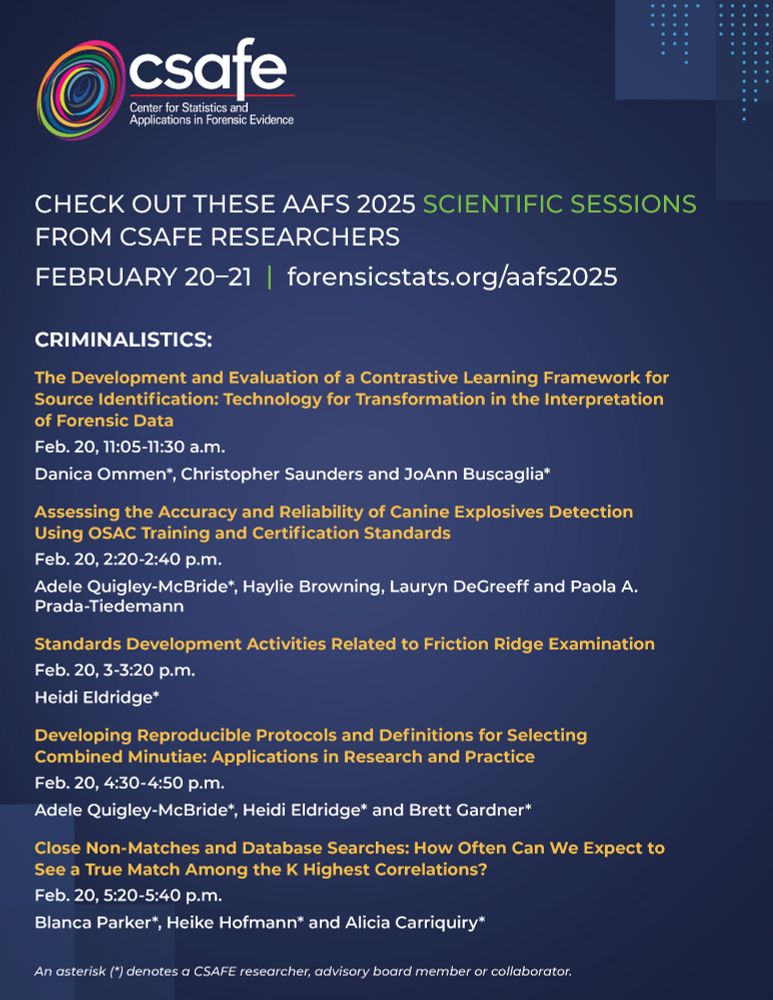 Check out the CSSAFE Scientific Sessions at AAFS 2025: https://forensicstats.org/aafs2025