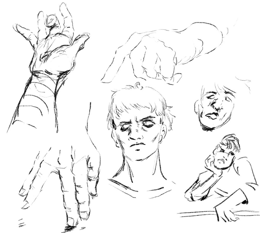 Hands drawn + 3 faces